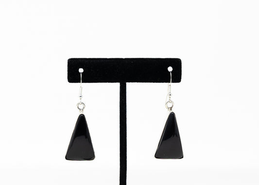 Large Stone Black Onyx Contemporary Earrings