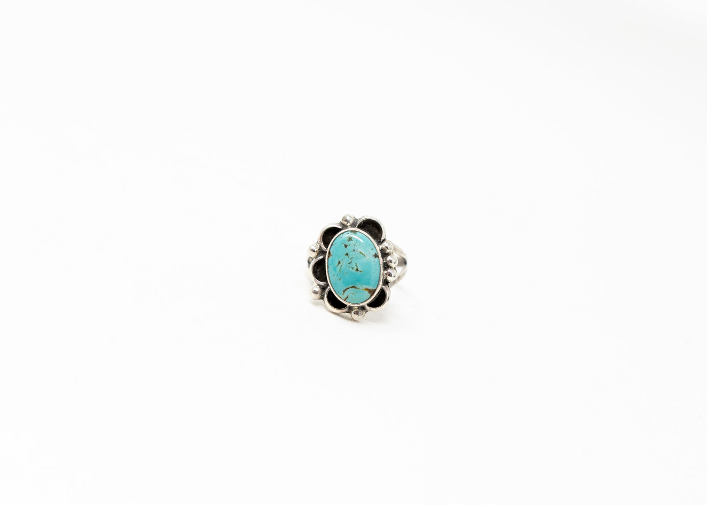 Sterling Scalloped Kingman Turquoise Ring