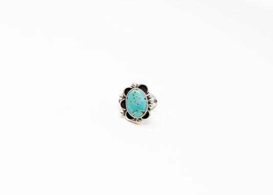 Sterling Scalloped Kingman Turquoise Ring