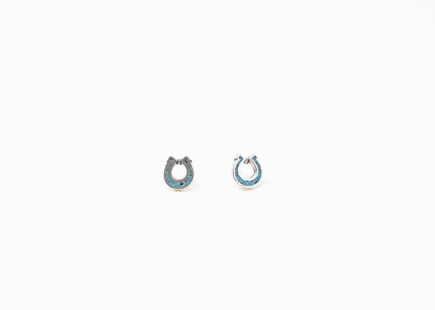 Turquoise Inlay Horseshoe Earrings