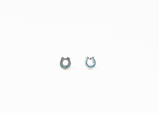 Turquoise Inlay Horseshoe Earrings