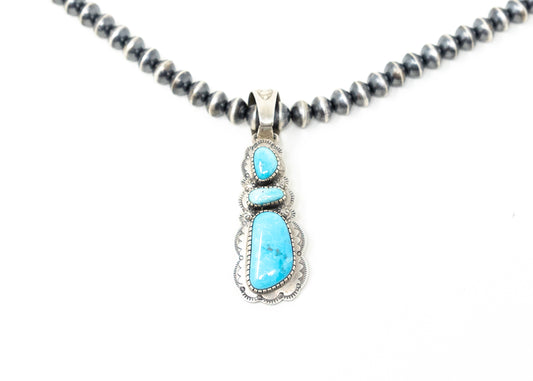 Bobby Johnson Kingman Turquoise Triple Stone Pendant