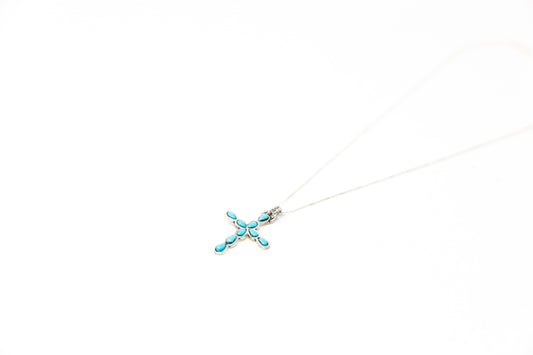 Teardrop Shaped Turquoise Cross Necklace