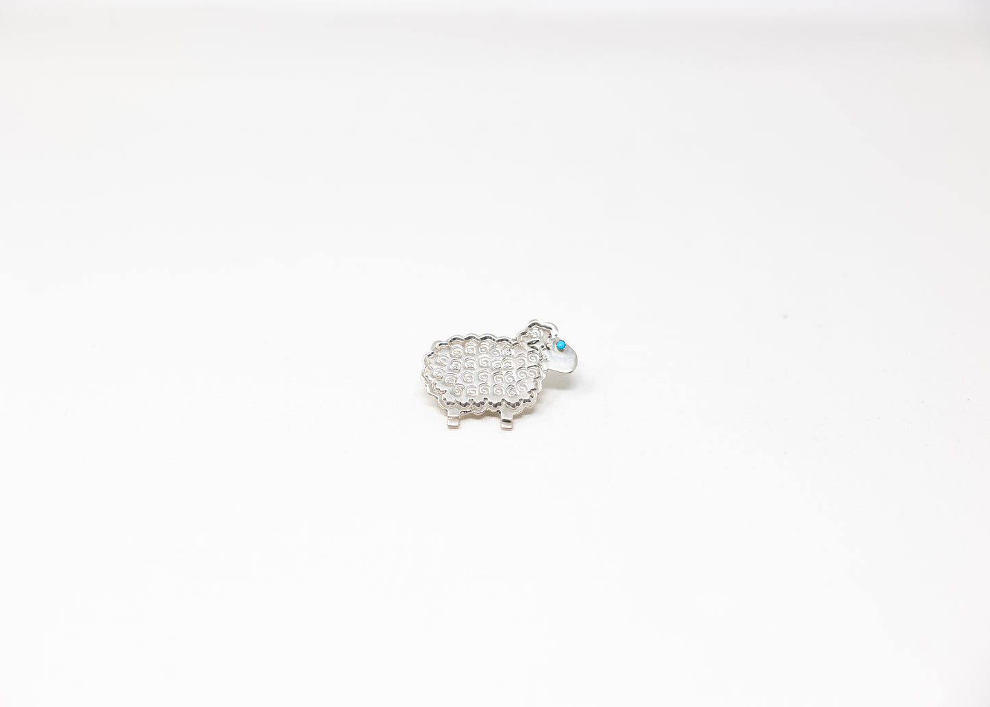 Fluffy Stamped Sterling Silver Sheep Pin