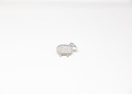 Fluffy Stamped Sterling Silver Sheep Pin