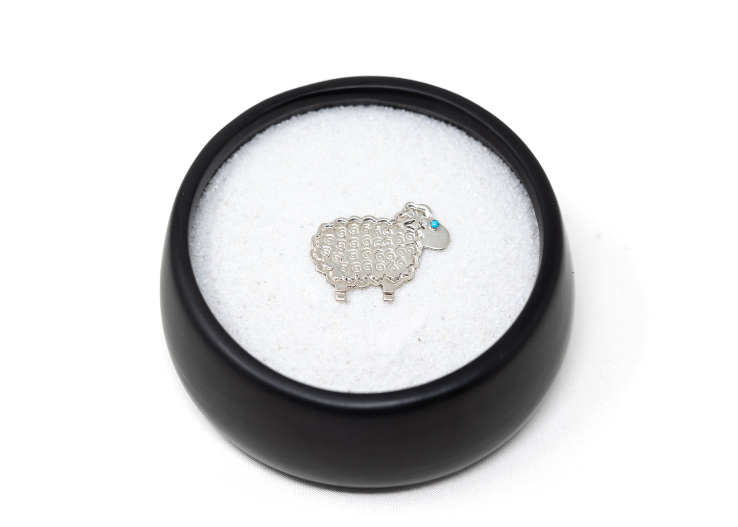 Fluffy Stamped Sterling Silver Sheep Pin