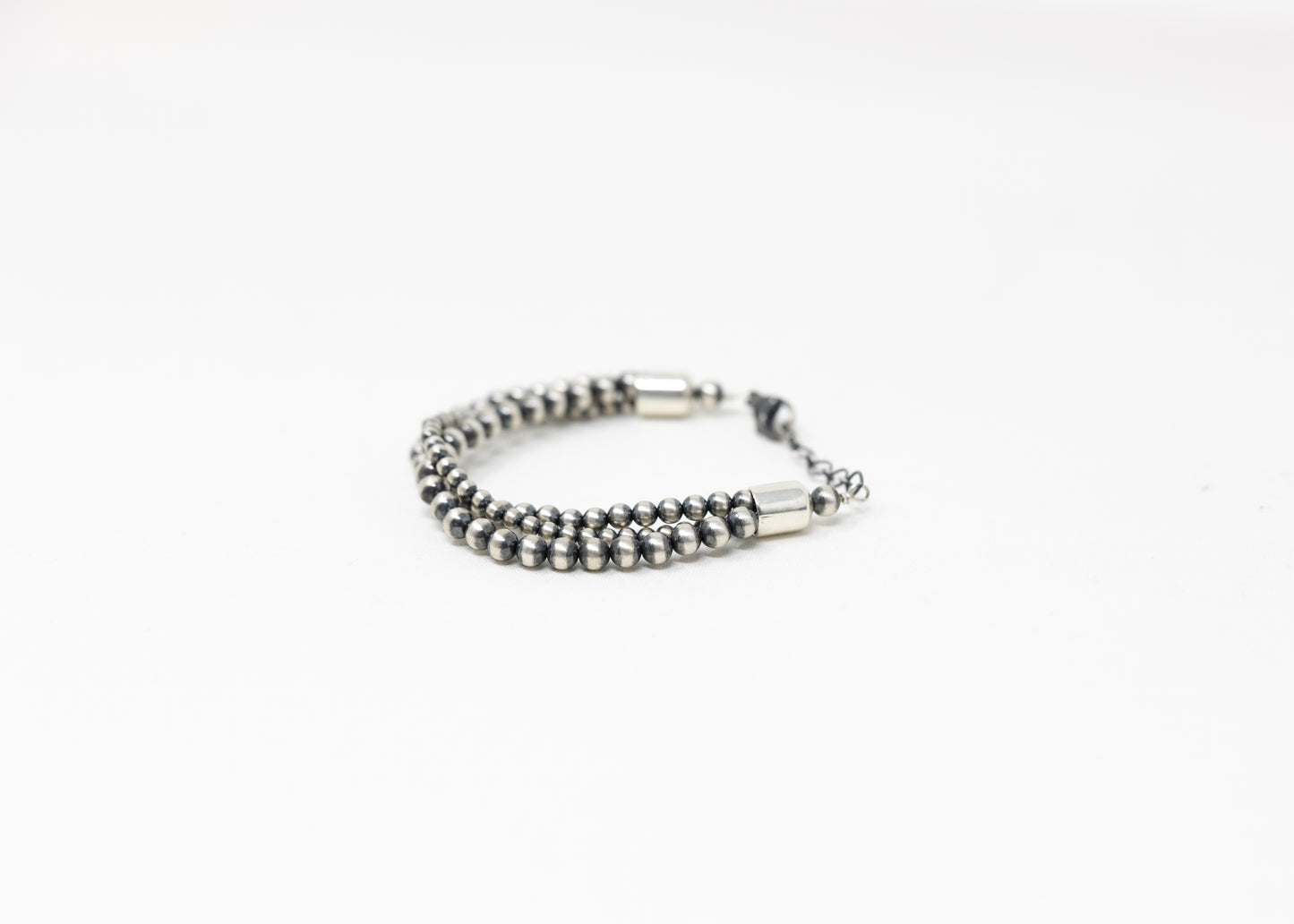 Triple Strand Sterling Silver Multi-Bead Bracelet