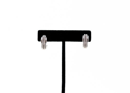 Sterling Silver Double Row Half Hoops