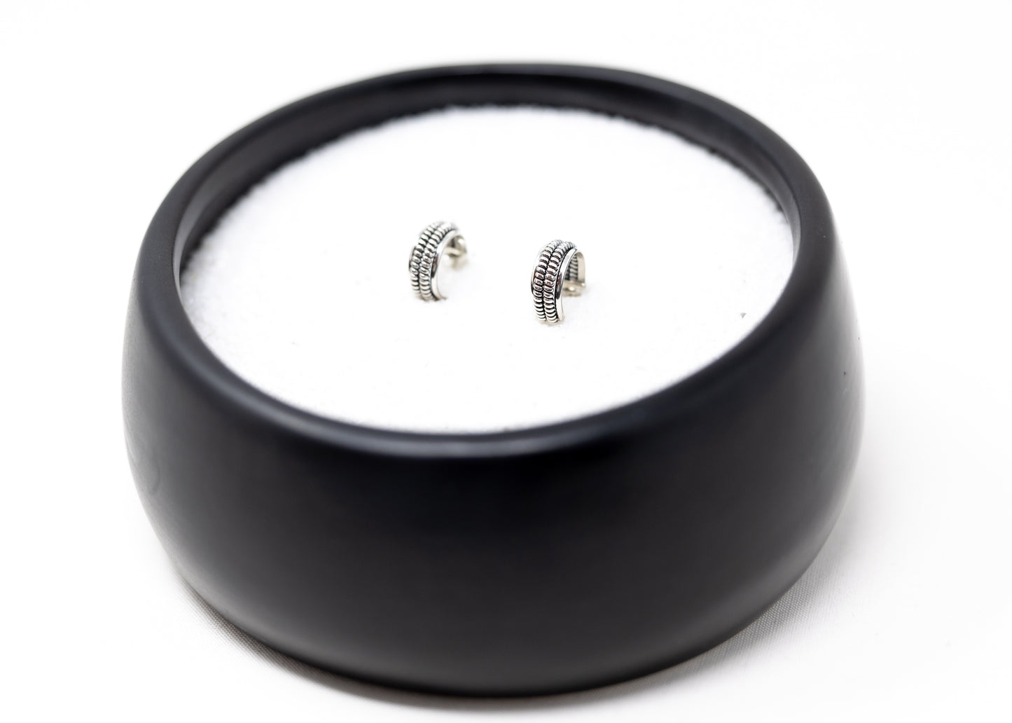 Sterling Silver Double Row Half Hoops