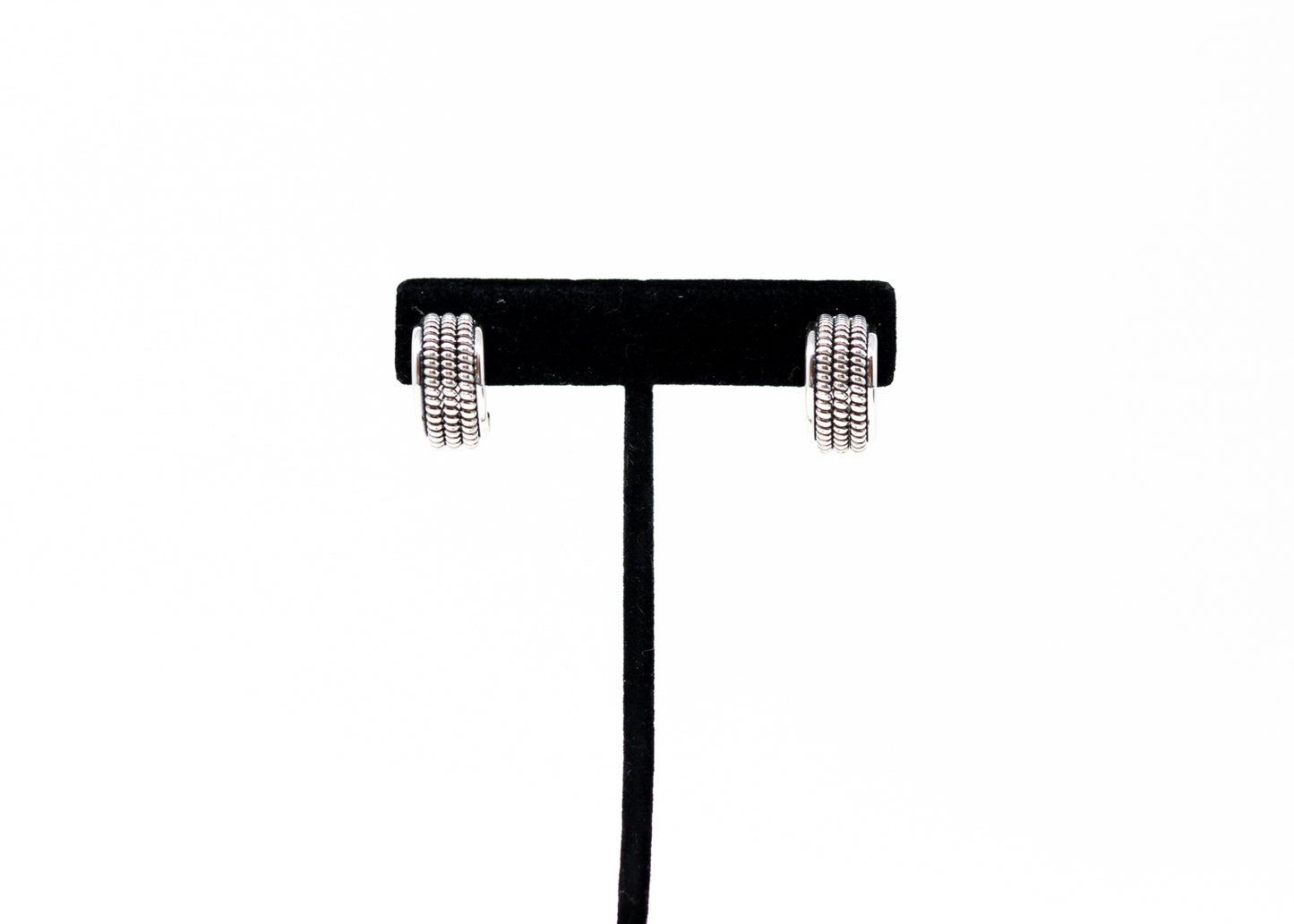 Sterling Silver Triple Row Half Hoops