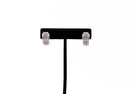 Sterling Silver Triple Row Half Hoops