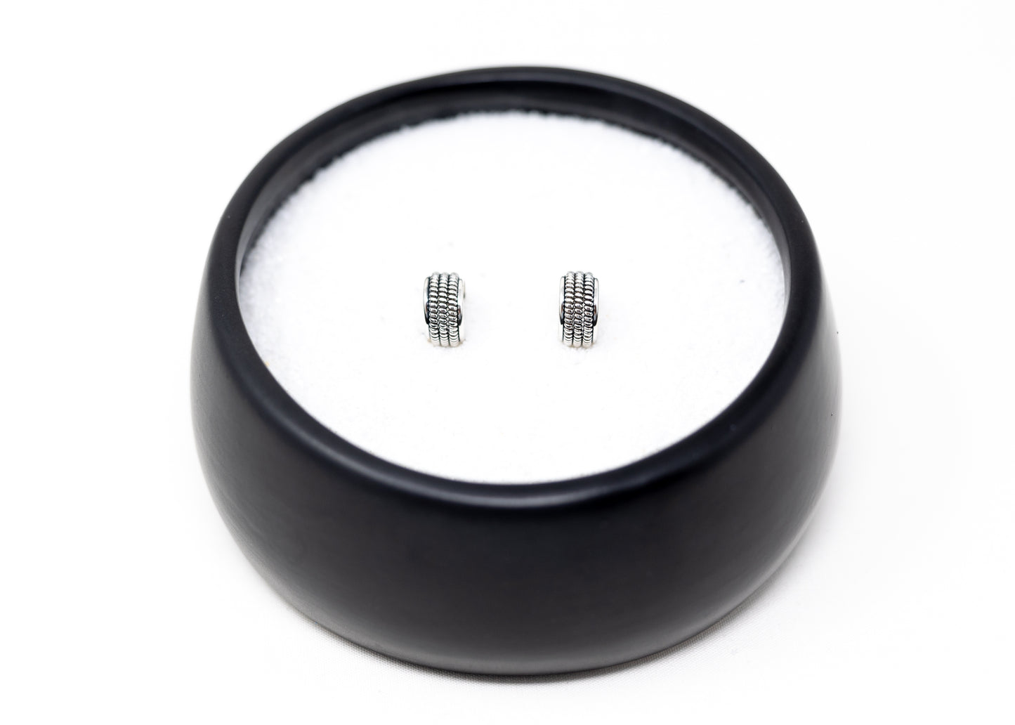 Sterling Silver Triple Row Half Hoops