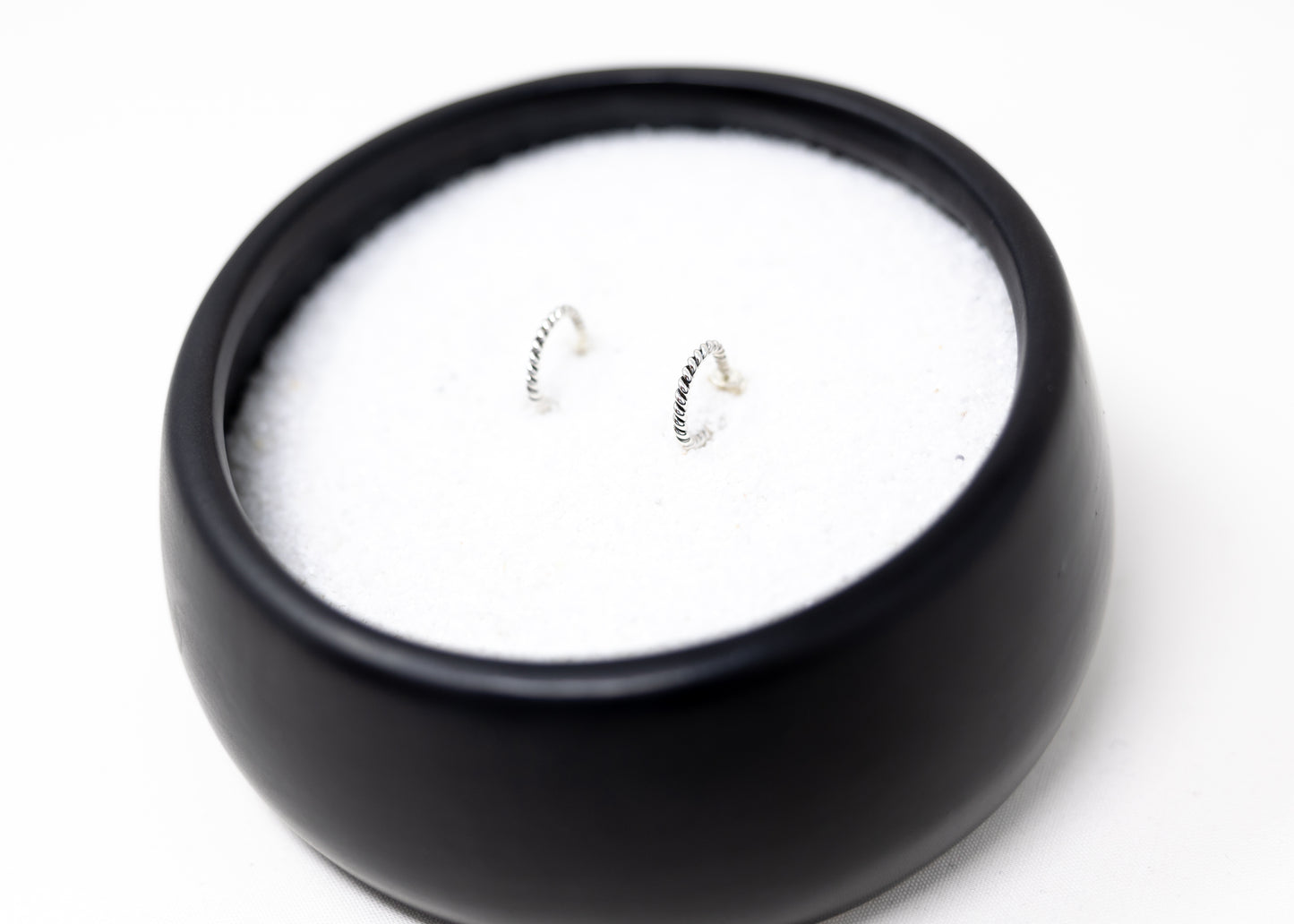 Tahe Sterling Silver Twist Wire Half Hoops