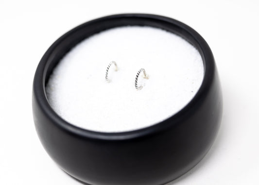 Tahe Sterling Silver Twist Wire Half Hoops