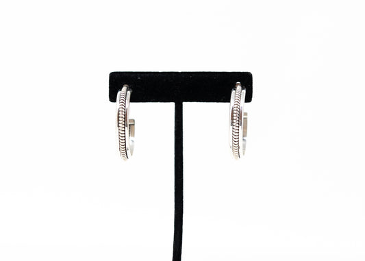 Sterling Silver Single Row Large Hoops