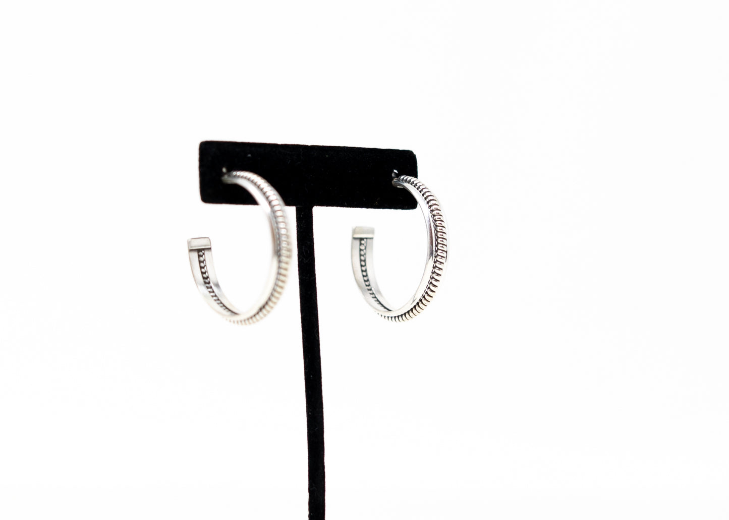 Sterling Silver Single Row Large Hoops