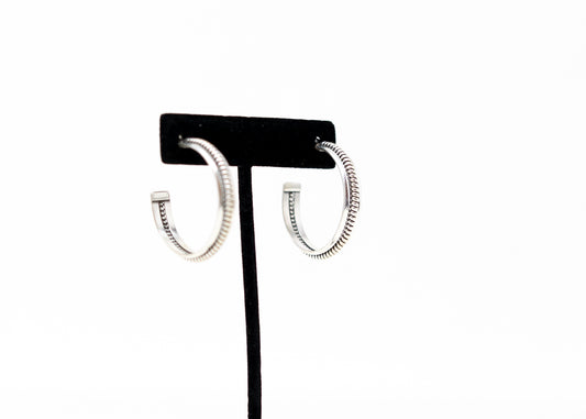 Sterling Silver Single Row Large Hoops