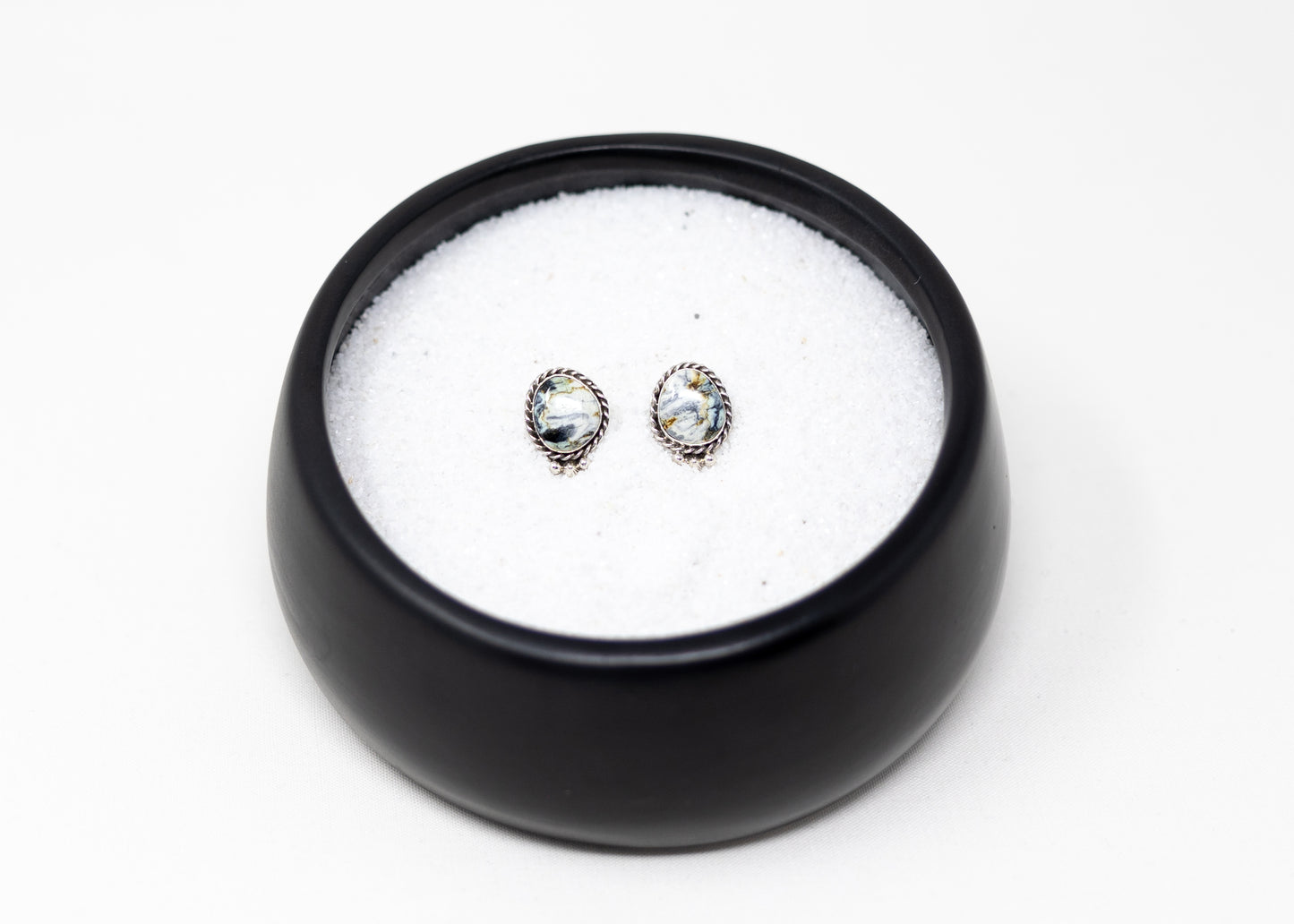 New Lander Turquoise Sterling Triple Dot Earrings