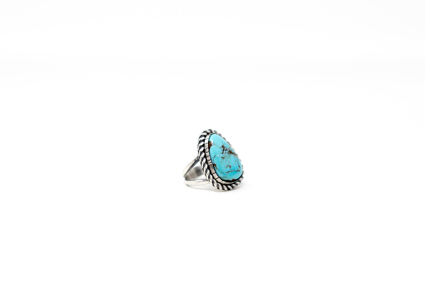Large Kingman Turquoise Rope Border Ring