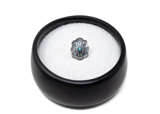 Sterling Silver Bump Out Turquoise Adjustable Ring