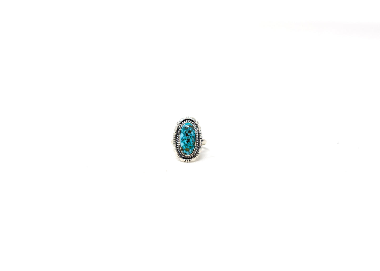 Oval Shaped Spiderweb Kingman Turquoise Ring