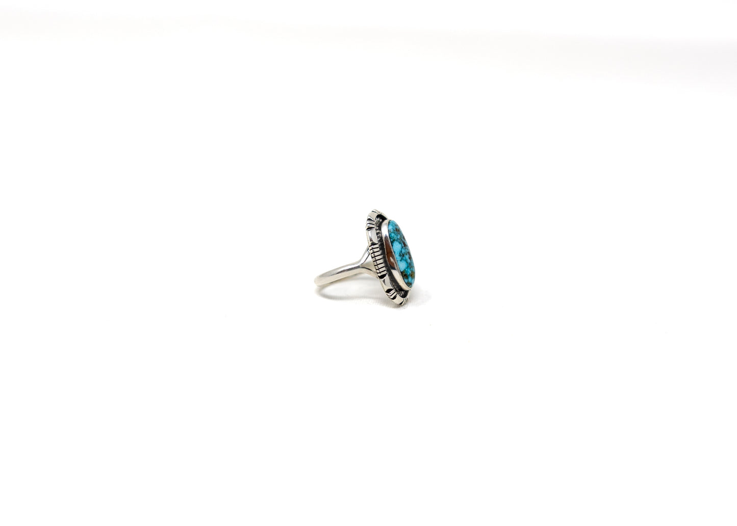 Oval Shaped Spiderweb Kingman Turquoise Ring