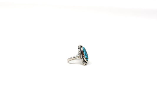 Oval Shaped Spiderweb Kingman Turquoise Ring