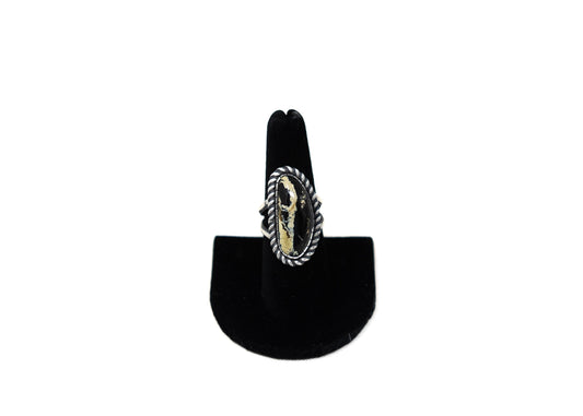 Large Stone Peanut Wood Jasper Rope Ring