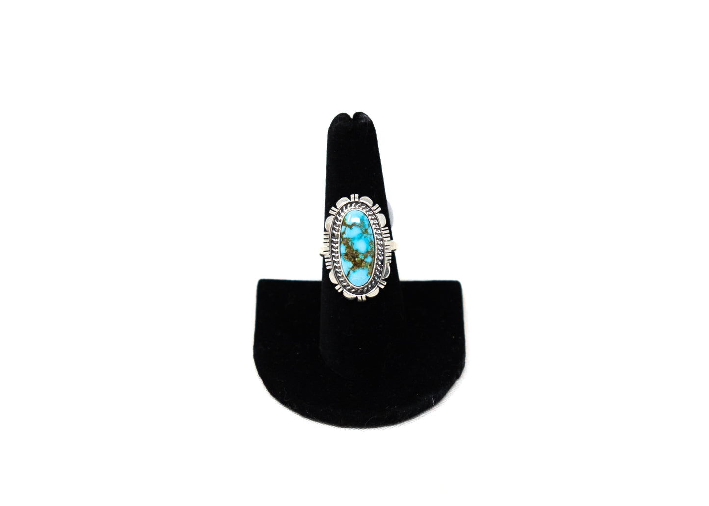 Oval Shaped Spiderweb Kingman Turquoise Ring