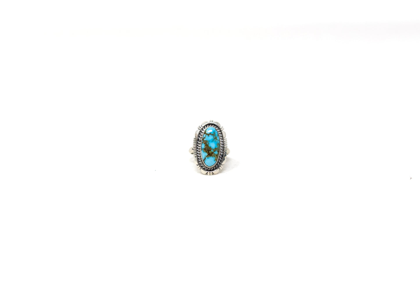 Oval Shaped Spiderweb Kingman Turquoise Ring