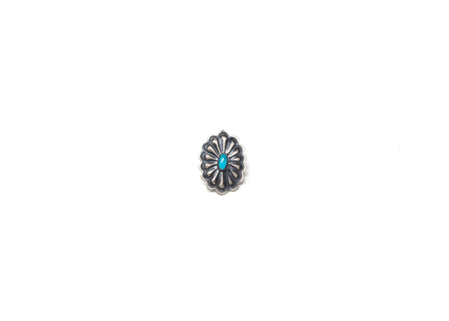 Repousse Sterling Kingman Turquoise Concho Ring