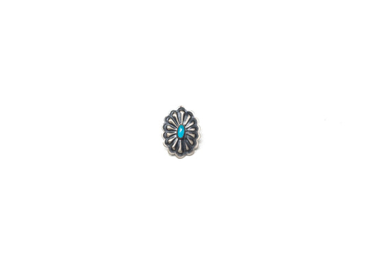 Repousse Sterling Kingman Turquoise Concho Ring