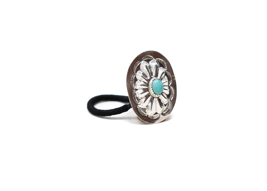 Stamped Sterling Turquoise Hair Tie