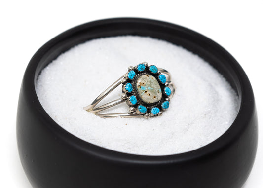 Boulder Kingman Turquoise Cluster Cuff Bracelet