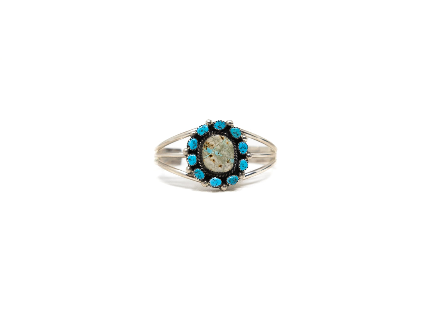Boulder Kingman Turquoise Cluster Cuff Bracelet