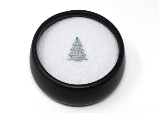 Stamped Sterling Silver Turquoise Tree Topper Christmas Pin