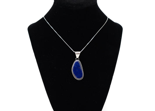 Large Stone Lapis Pendant Necklace
