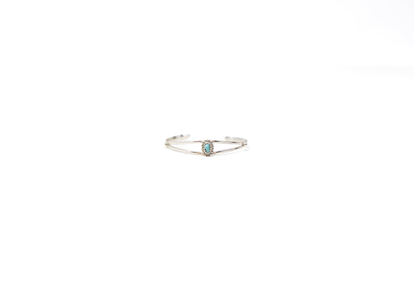 Sterling Silver Twist Wire Oval Turquoise Stone Baby Cuff