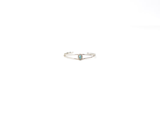 Sterling Silver Twist Wire Oval Turquoise Stone Baby Cuff