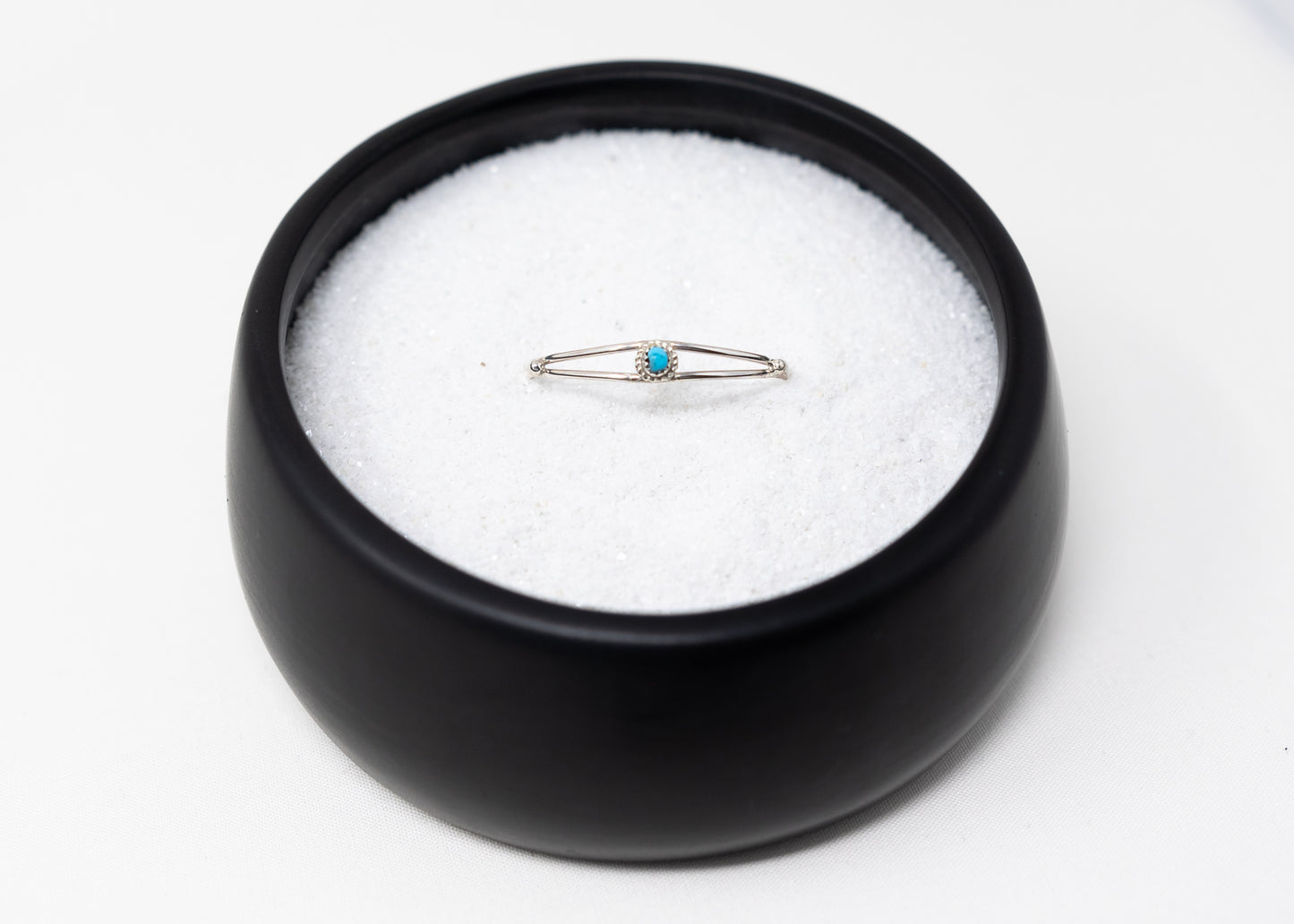 Sterling Silver Twist Wire Round Turquoise Stone Baby Cuff