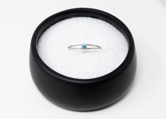 Sterling Silver Twist Wire Round Turquoise Stone Baby Cuff