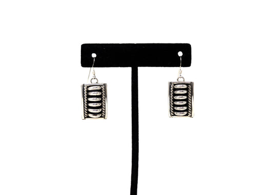 Sterling Silver Ribbed Cable French Wire Earrings