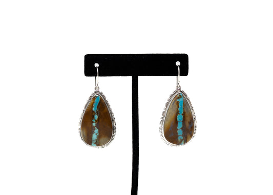 Large Stone Royston Ribbon Turquoise Teardrop Earrings