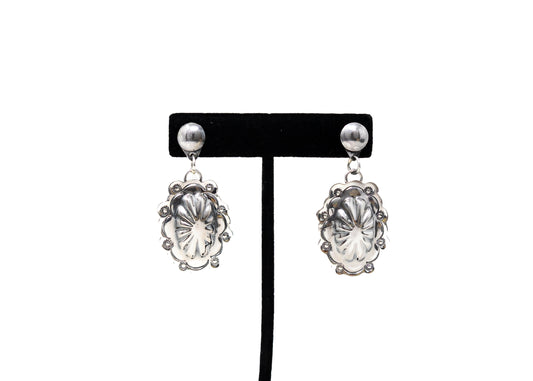 High Shine Sterling Silver Bump Out Drop Earrings