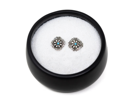 Blackgoat Stamped Sterling Silver Turquoise Conch Earrings