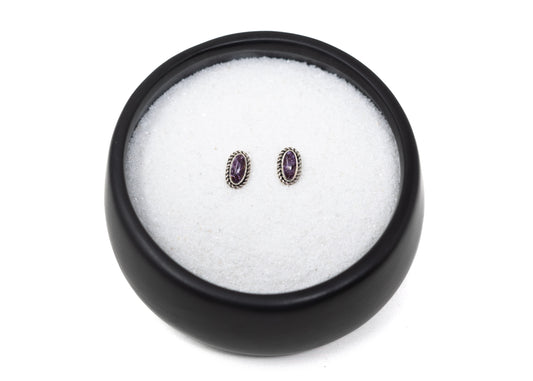 Long Oval Purple Spiny Earrings