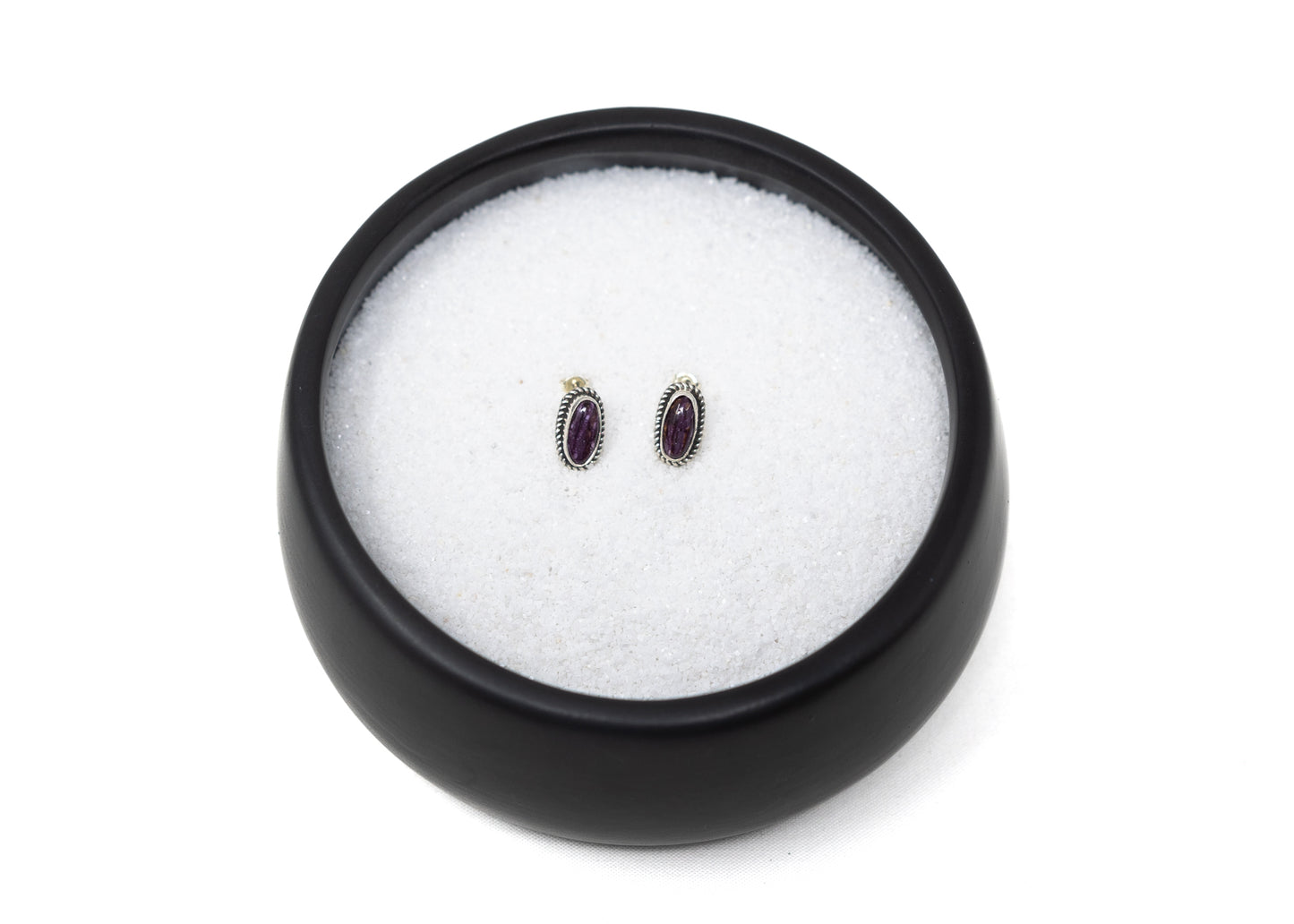 Long Oval Purple Spiny Earrings