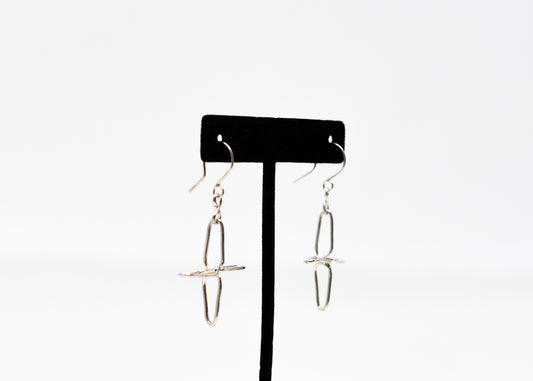 Sterling Paperclip Four Direction Earrings