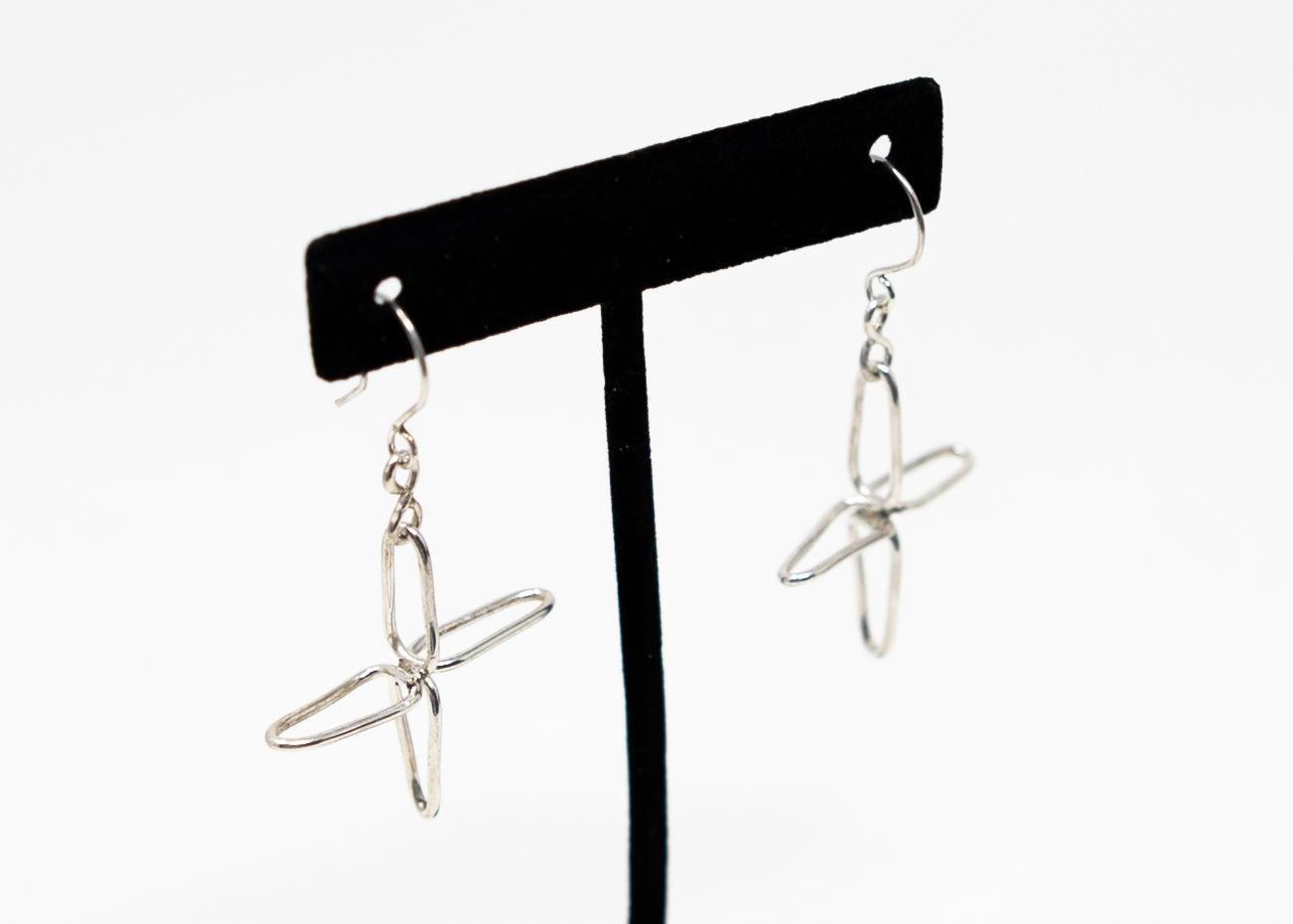 Sterling Paperclip Four Direction Earrings