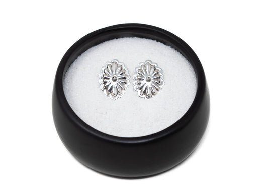 High Shine Sterling Silver Bump Out Concho Earrings